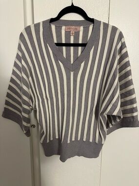 Philosophy di Lorenzo Serafini Gray & White Striped V-Neck Knit